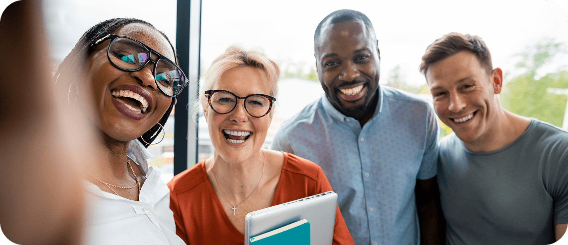 Smiling coworkers